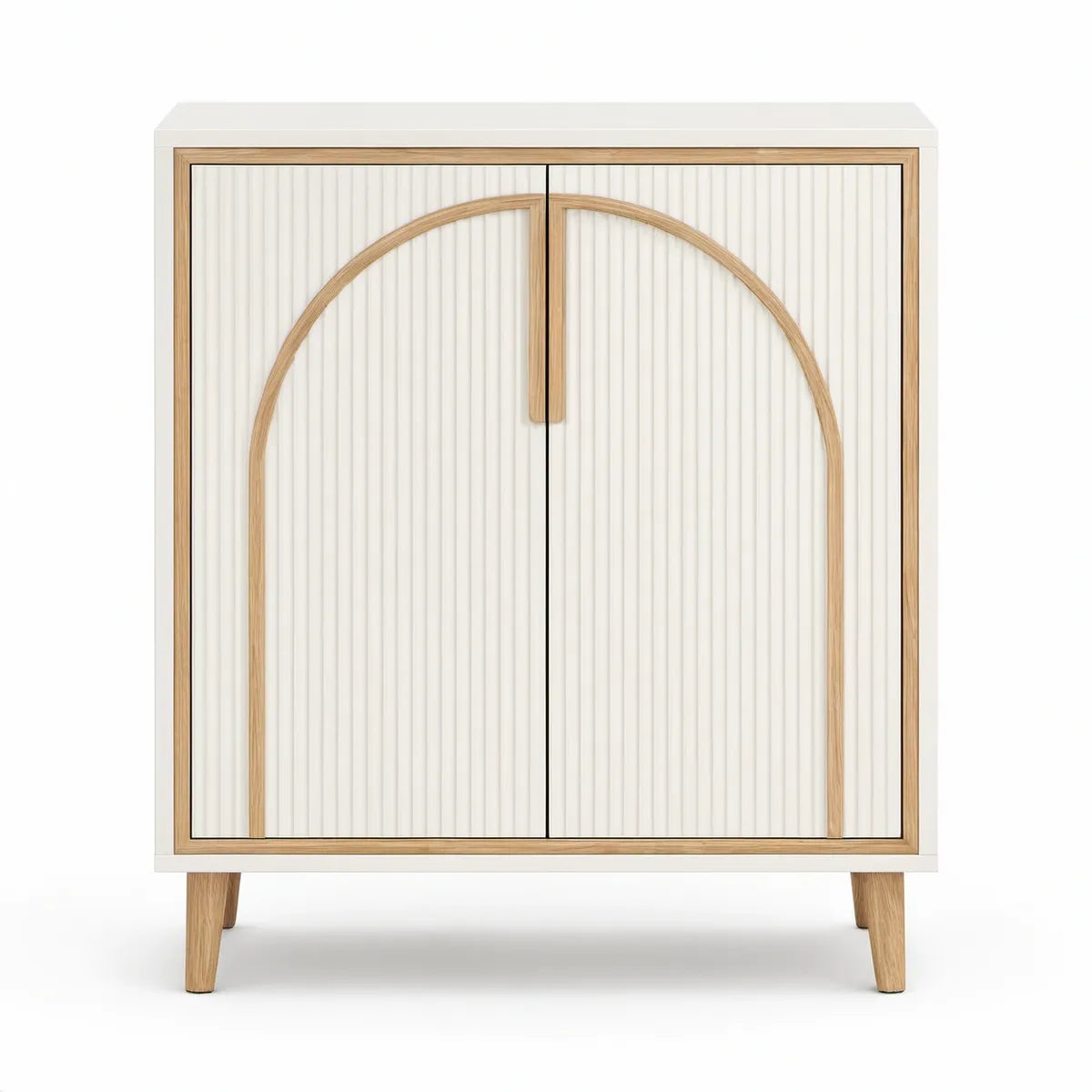 Aparador Retangular de 2 Portas em MDF Branco e Carvalho Natural, 80 x 40 x 100 cm