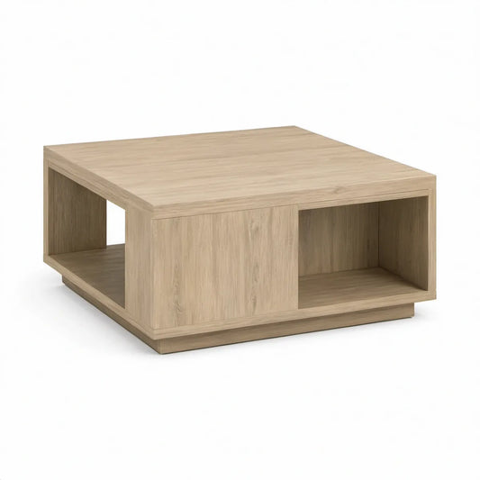 Mesa de centro quadrada em carvalho claro, 80 x 80 x 40 cm